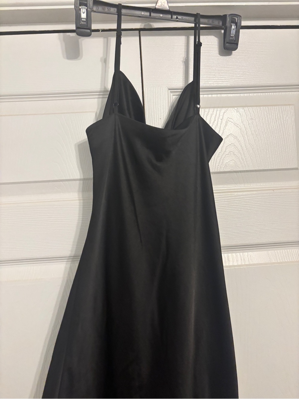 Express Black Strapless Satin Slip Dress with Spaghetti Straps